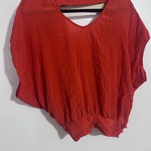 Women's Red V-Neck Top